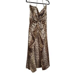 Fabulous By Mac Duggal Halter Leopard Print Formal Occasion Dress Gown Size 14